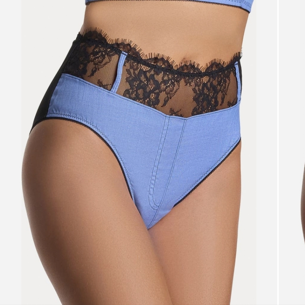 HANKYPANKY ×LEXI WOOD KATRINA LACE TRIM HIGH WAIST BRIEFS